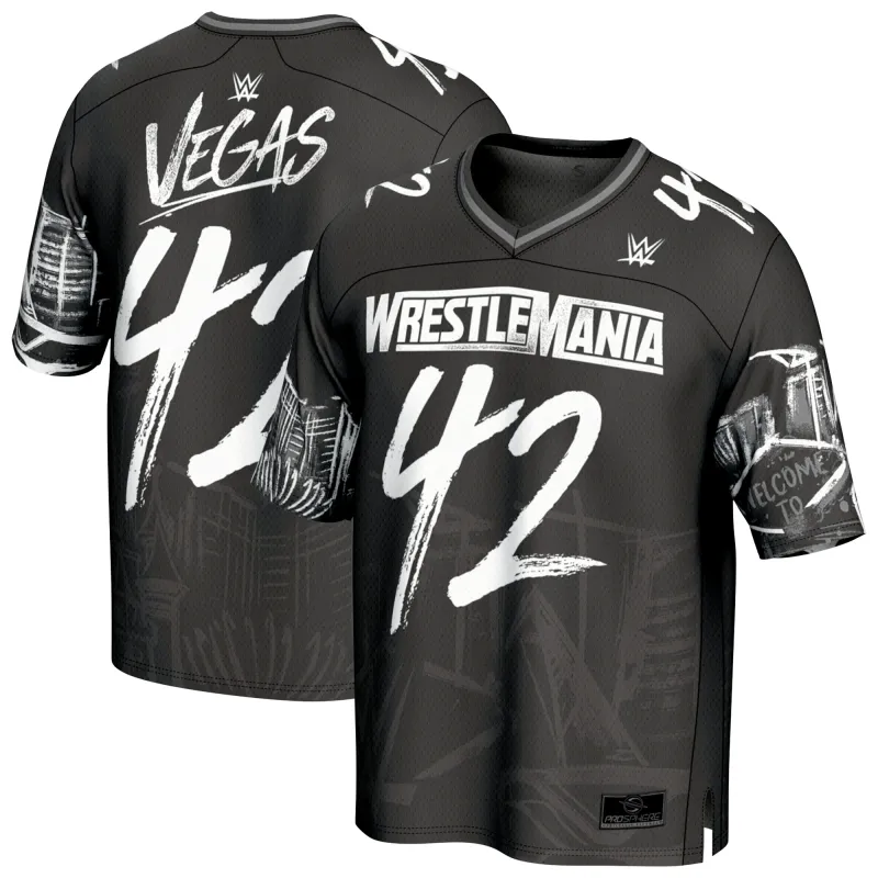 Unisex ProSphere Black WrestleMania 42 Skyline Fashion Football Jersey made by WWE
