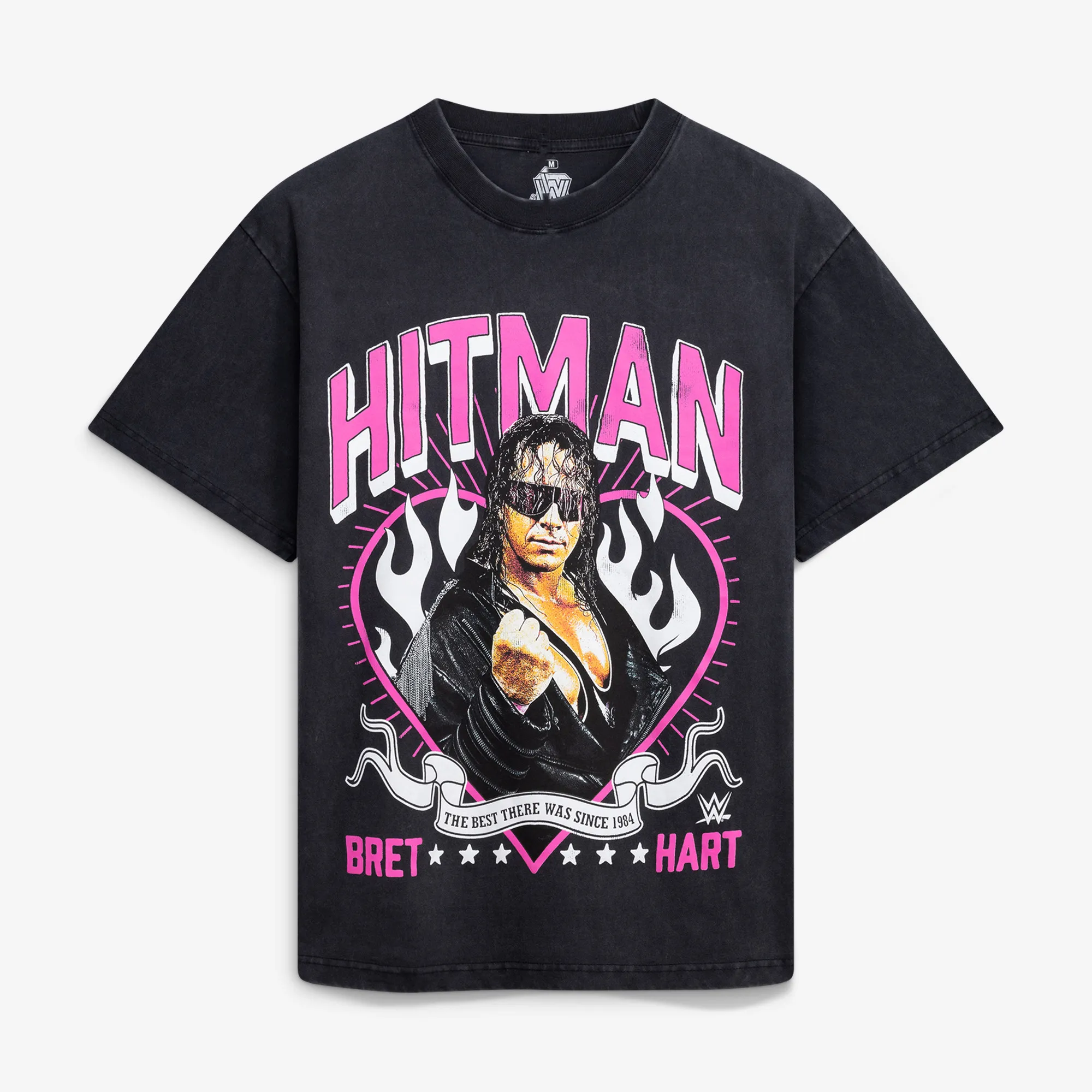 Men's Ripple Junction Black Bret Hart Vintage "Hit Man" Graphic T-Shirt sold by WWE