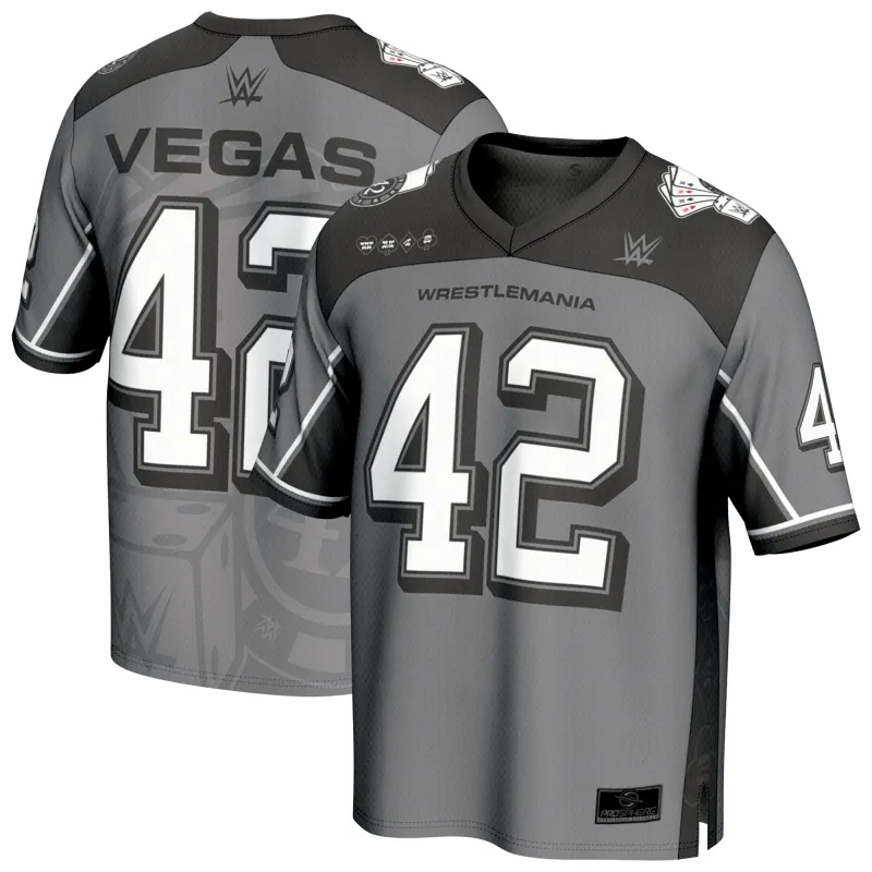 Men's ProSphere Gray WrestleMania 42 Football Fashion Jersey made by WWE
