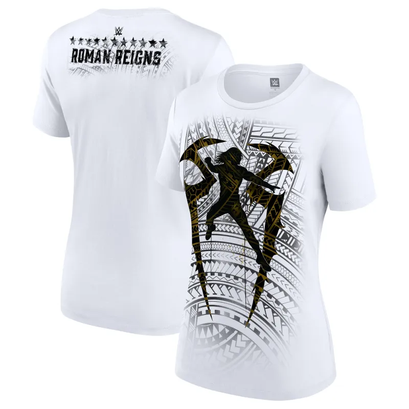 Women's White Roman Reigns Tribal Logo T-Shirt made by WWE
