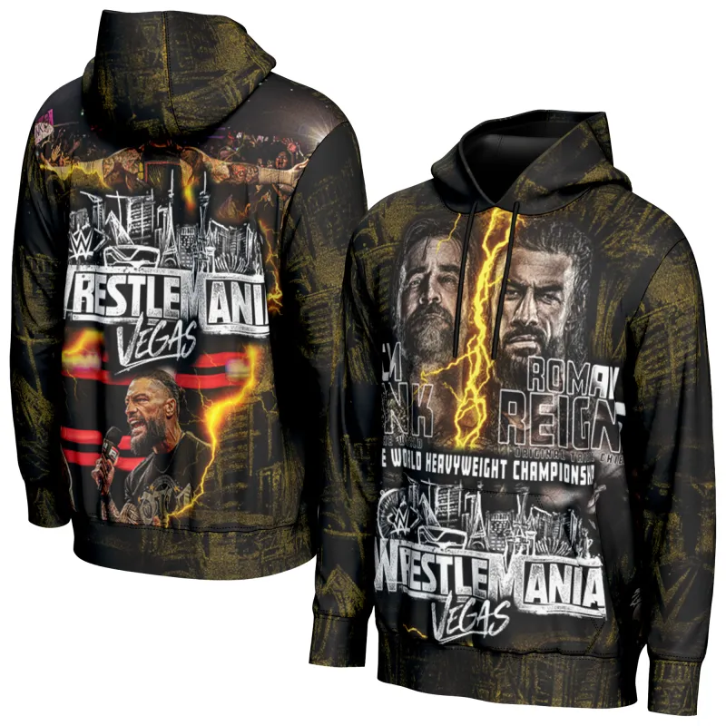 Men's ProSphere Black WrestleMania 42 Keyart Hoodie made by WWE