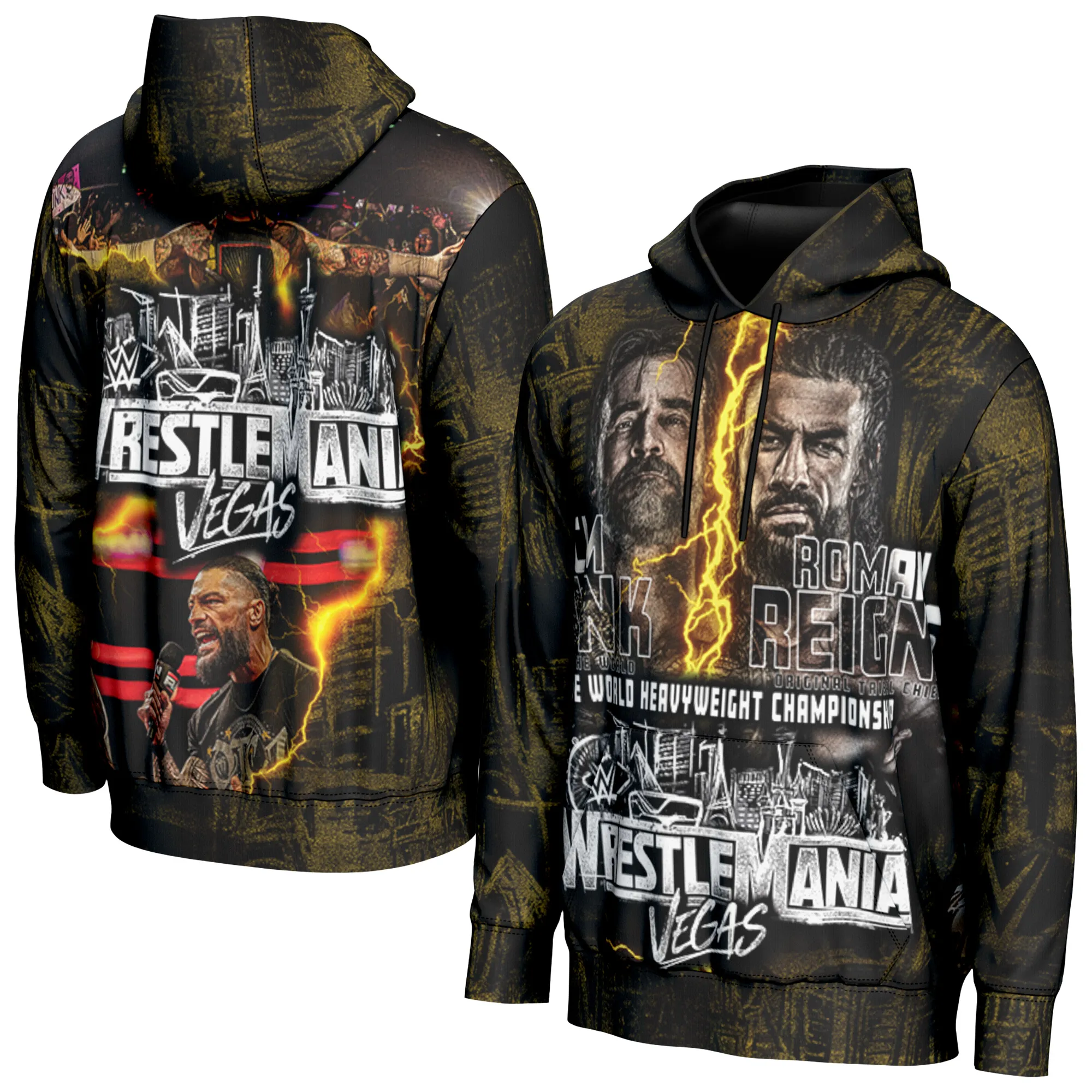 Men's ProSphere Black WrestleMania 42 Keyart Hoodie sold by WWE