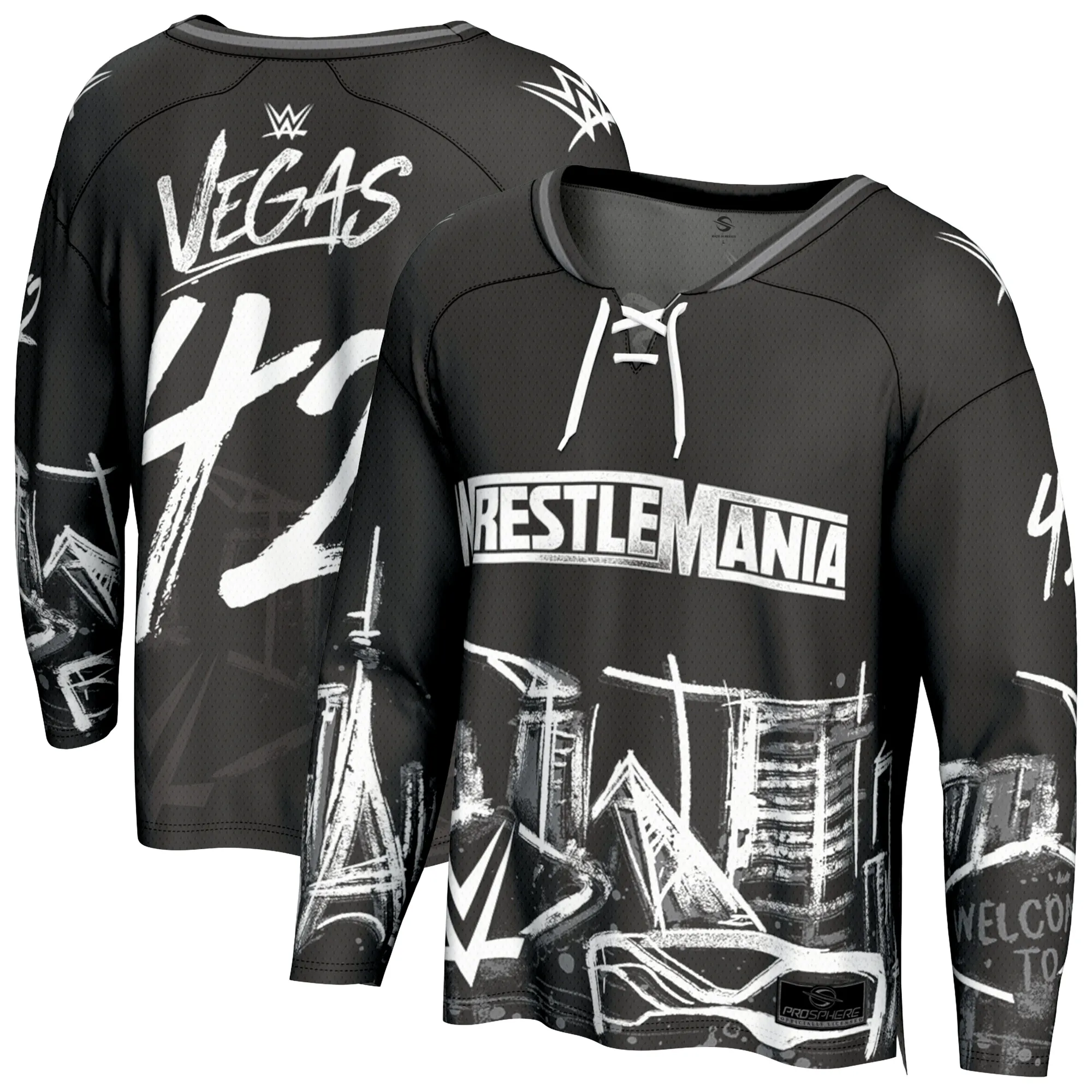 Unisex ProSphere Black WrestleMania 42 Skyline Fashion Hockey Jersey sold by WWE