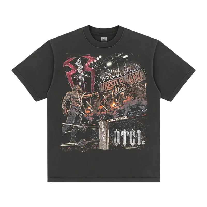 Men's Black Roman Reigns Road to WrestleMania 42 T-Shirt made by WWE