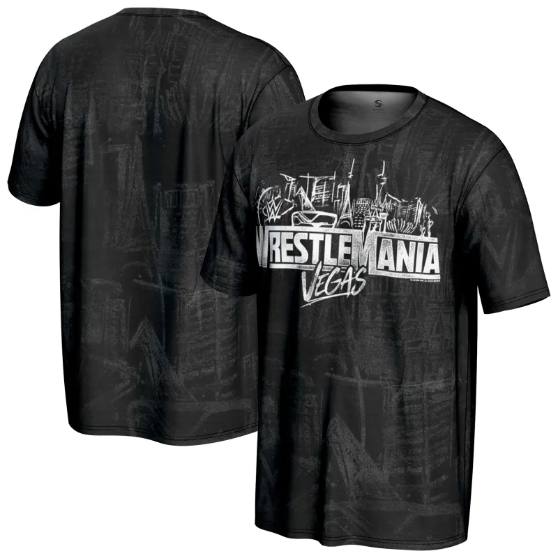 Men's ProSphere Black WrestleMania 42 Pattern T-Shirt made by WWE