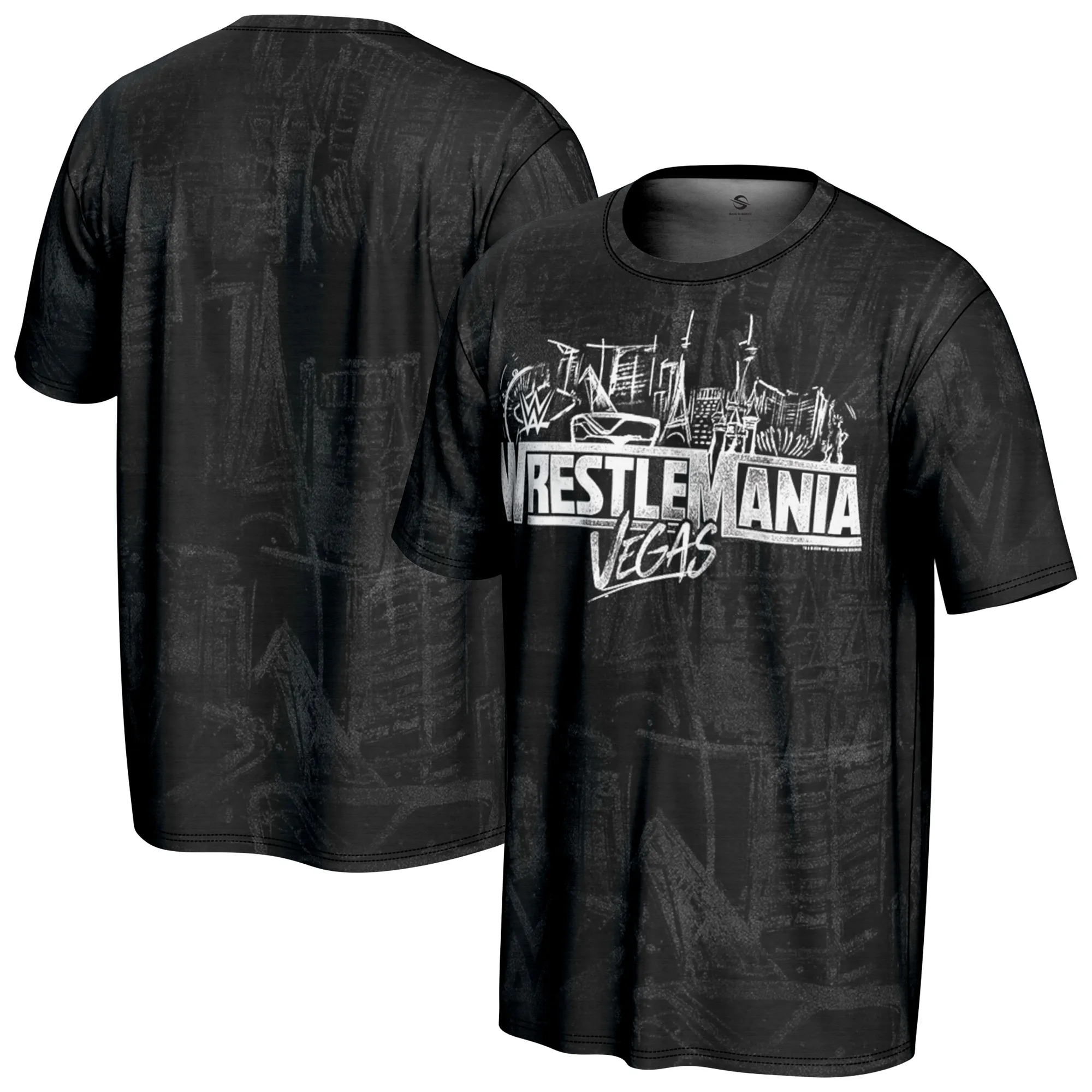 Men's ProSphere Black WrestleMania 42 Pattern T-Shirt sold by WWE