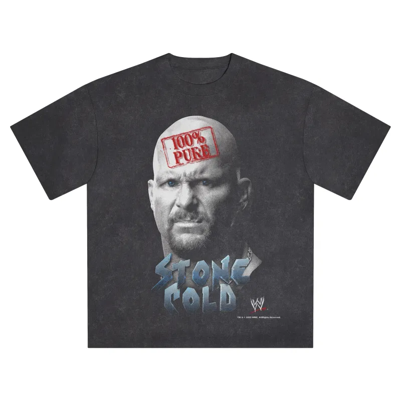 Men's  Black "Stone Cold" Steve Austin Boxy Pure T-Shirt made by WWE
