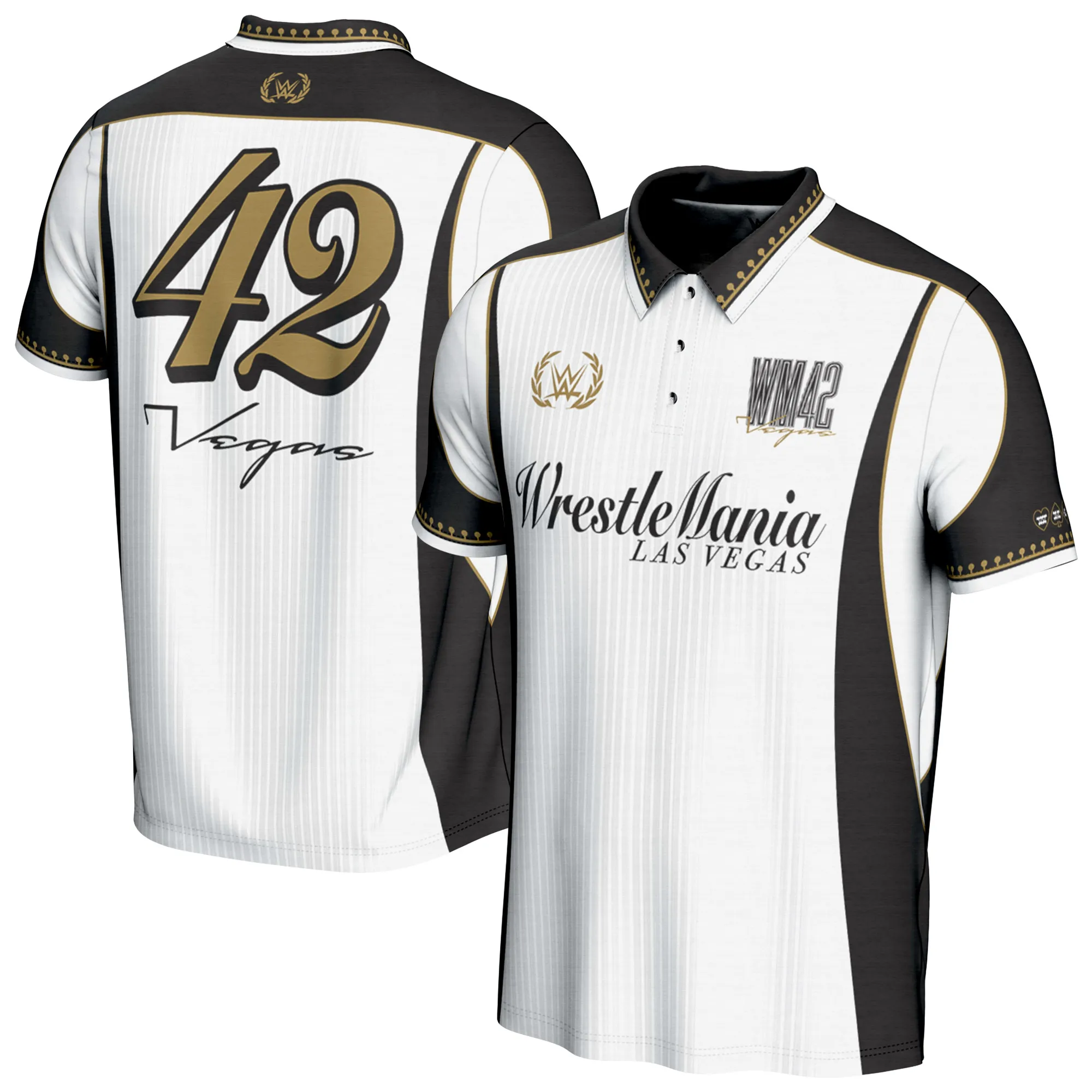 Men's ProSphere White WrestleMania 42 Polo sold by WWE