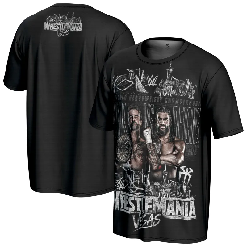 Men's ProSphere Black WrestleMania 42 Keyart T-Shirt made by WWE