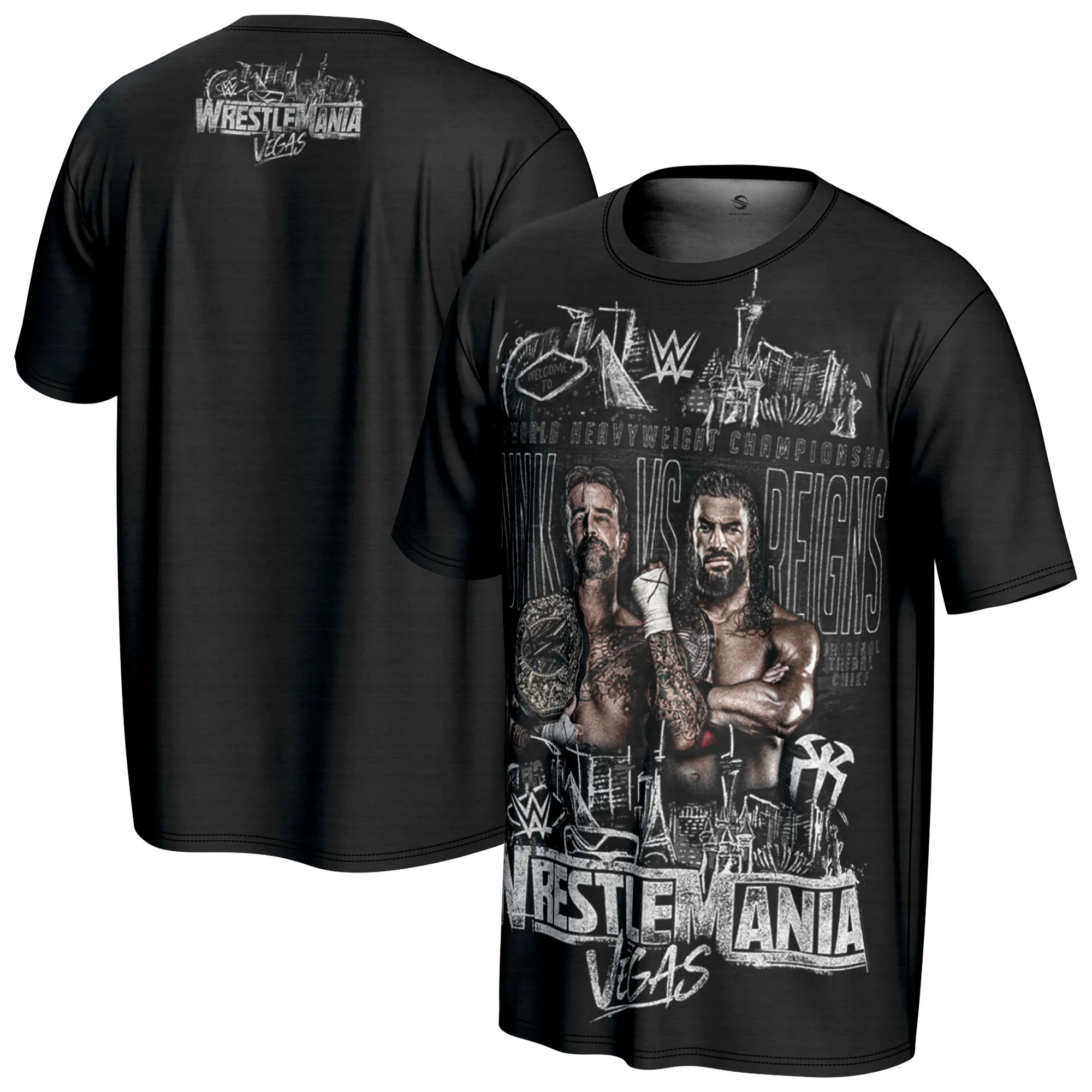 Men's ProSphere Black WrestleMania 42 Keyart T-Shirt sold by WWE