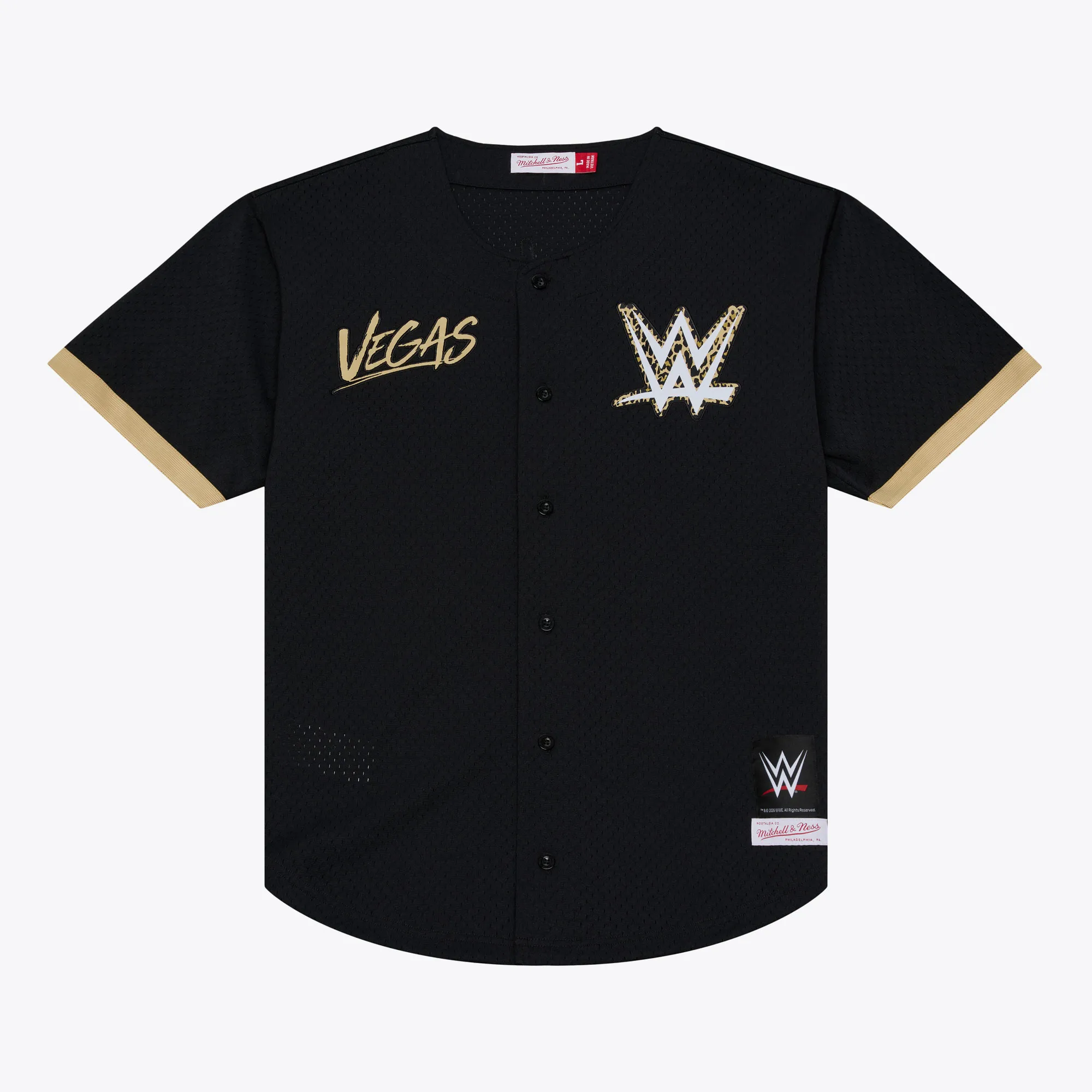 Men's Mitchell & Ness Black WrestleMania 42 Batting Practice Jersey sold by WWE