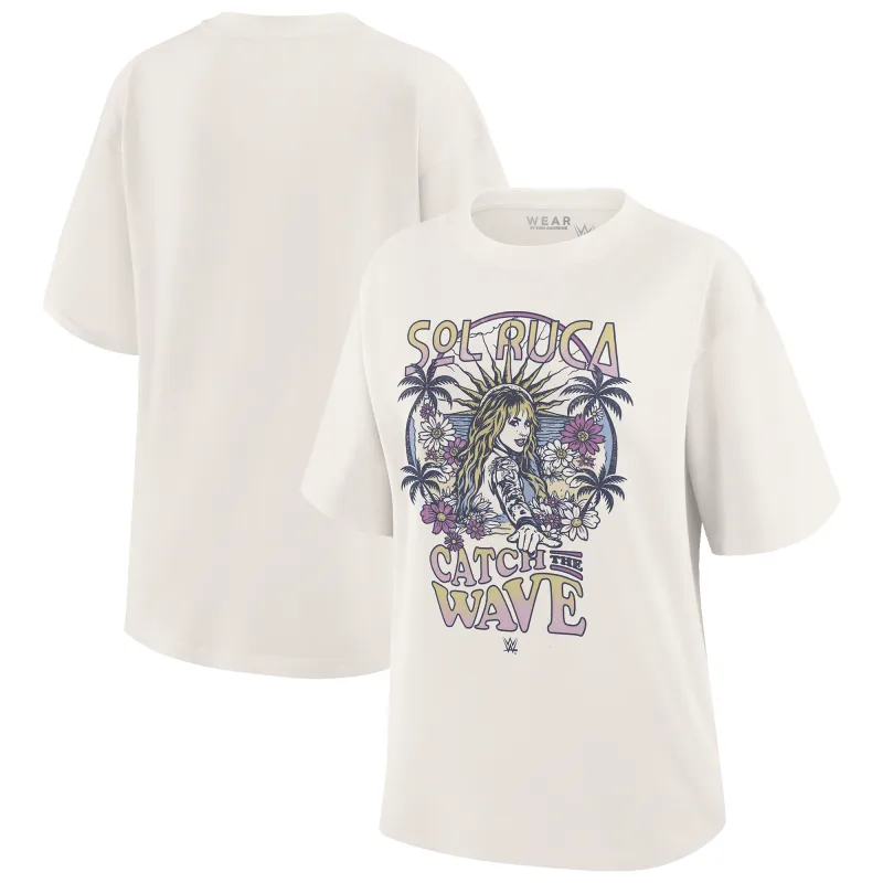 Women's WEAR by Erin Andrews Cream Sol Ruca Catch The Wave Vintage T-Shirt made by WWE