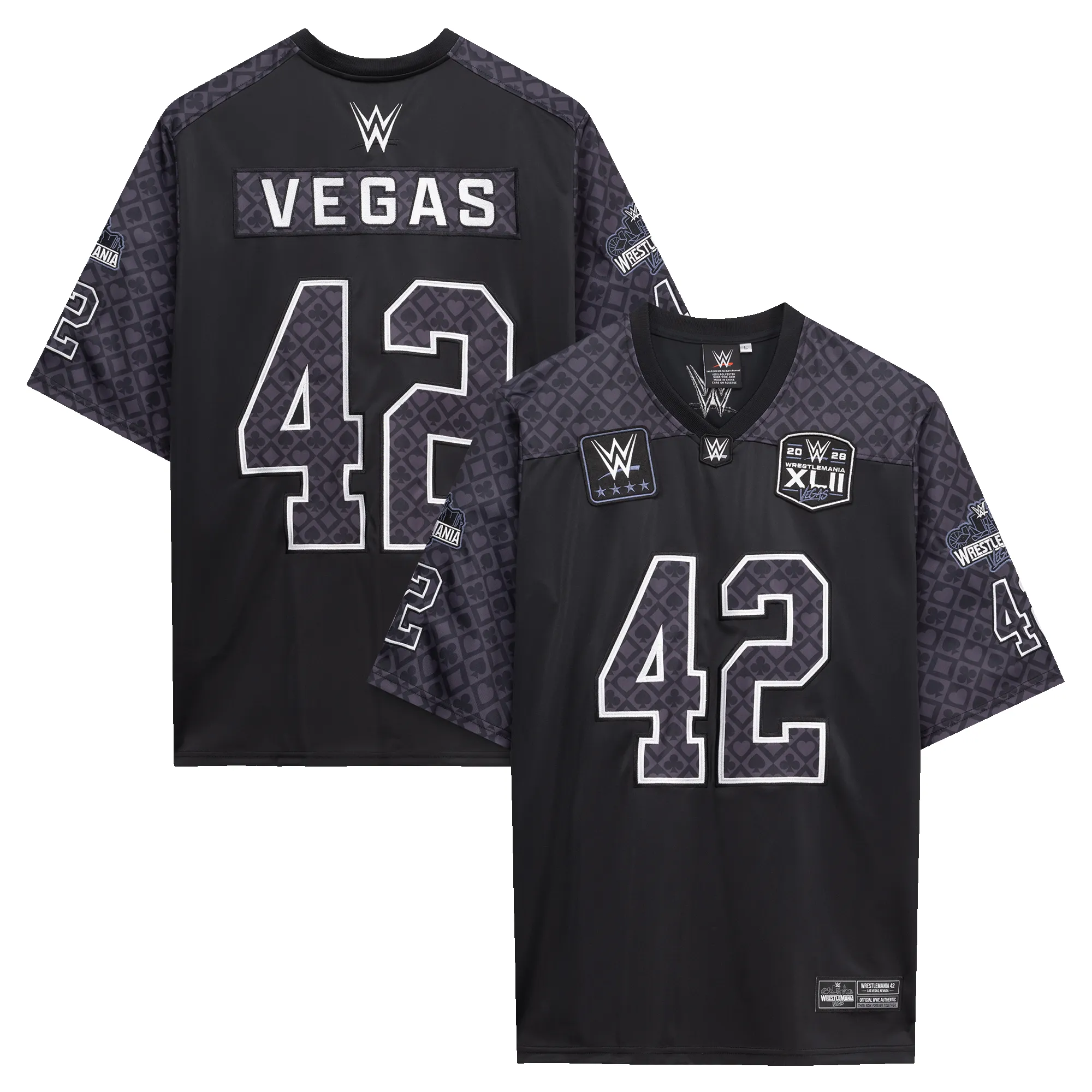 Men's Black WrestleMania 42 Fashion Football Jersey sold by WWE