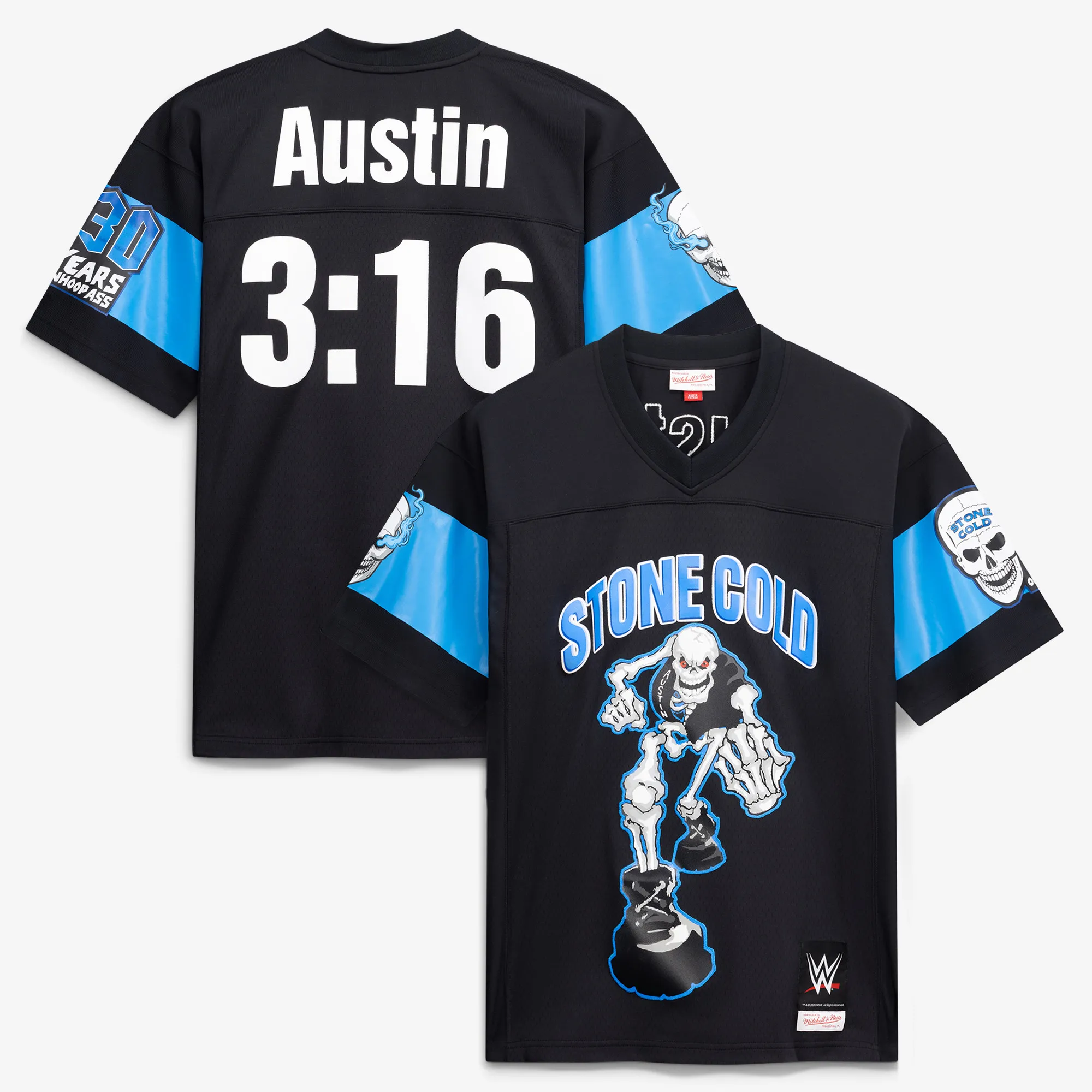 Men's Mitchell & Ness Black "Stone Cold" Steve Austin 3:16 Day Legacy Jersey sold by WWE