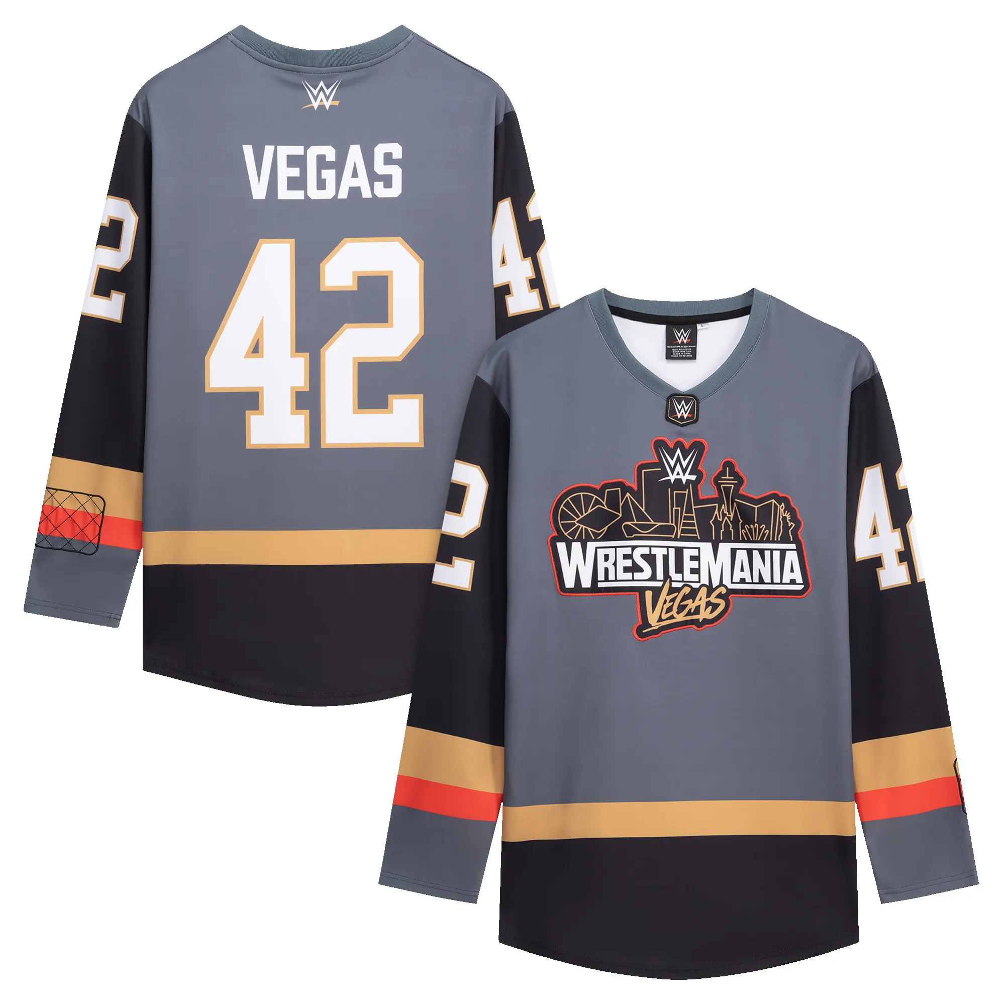Men's Gray WrestleMania 42 Fashion Hockey Jersey sold by WWE