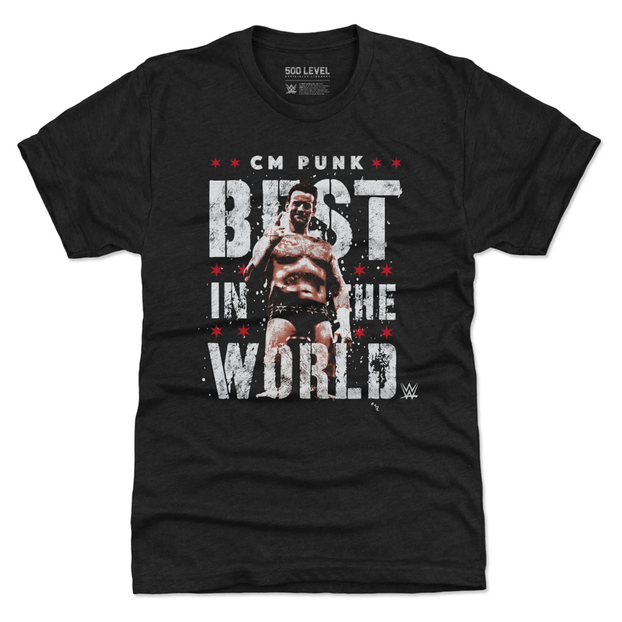 Men's 500 Level Black CM Punk Tri-Blend T-Shirt sold by WWE