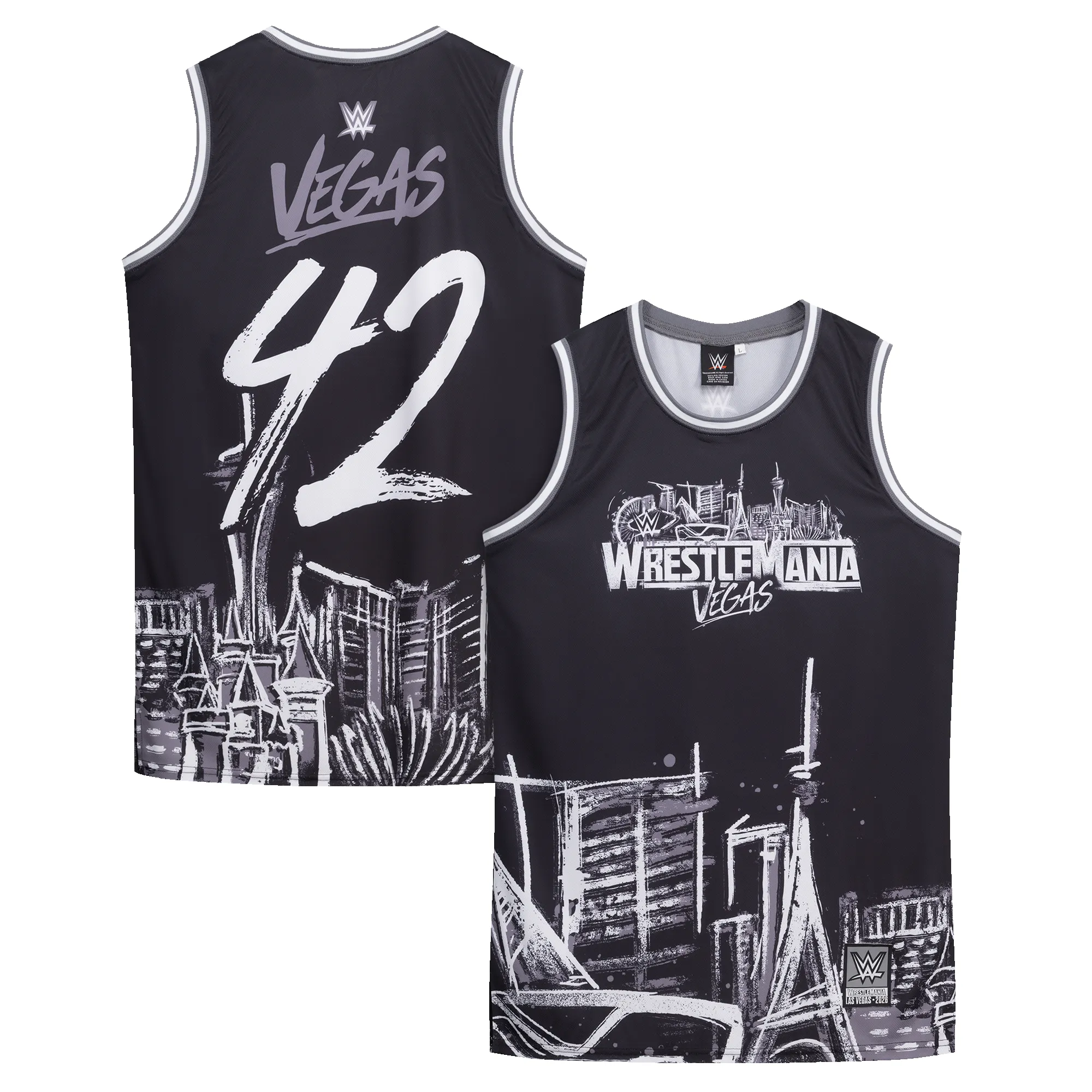 Men's Black WrestleMania 42 Fashion Basketball Jersey sold by WWE