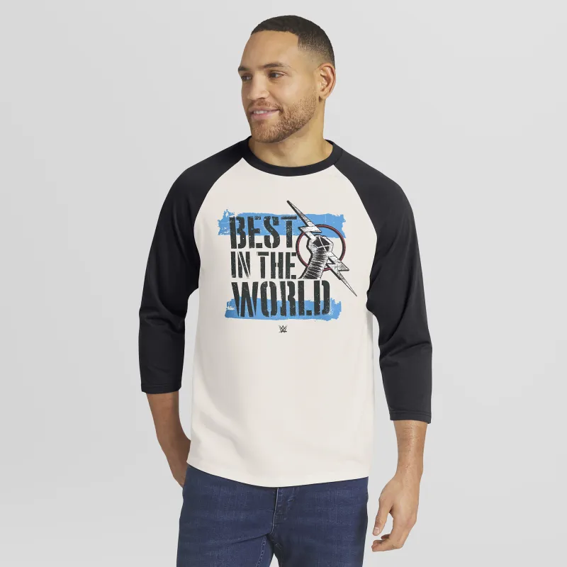 Men's Darius Rucker Collection by Fanatics White/Black CM Punk 3/4 Sleeve Raglan T-Shirt made by WWE