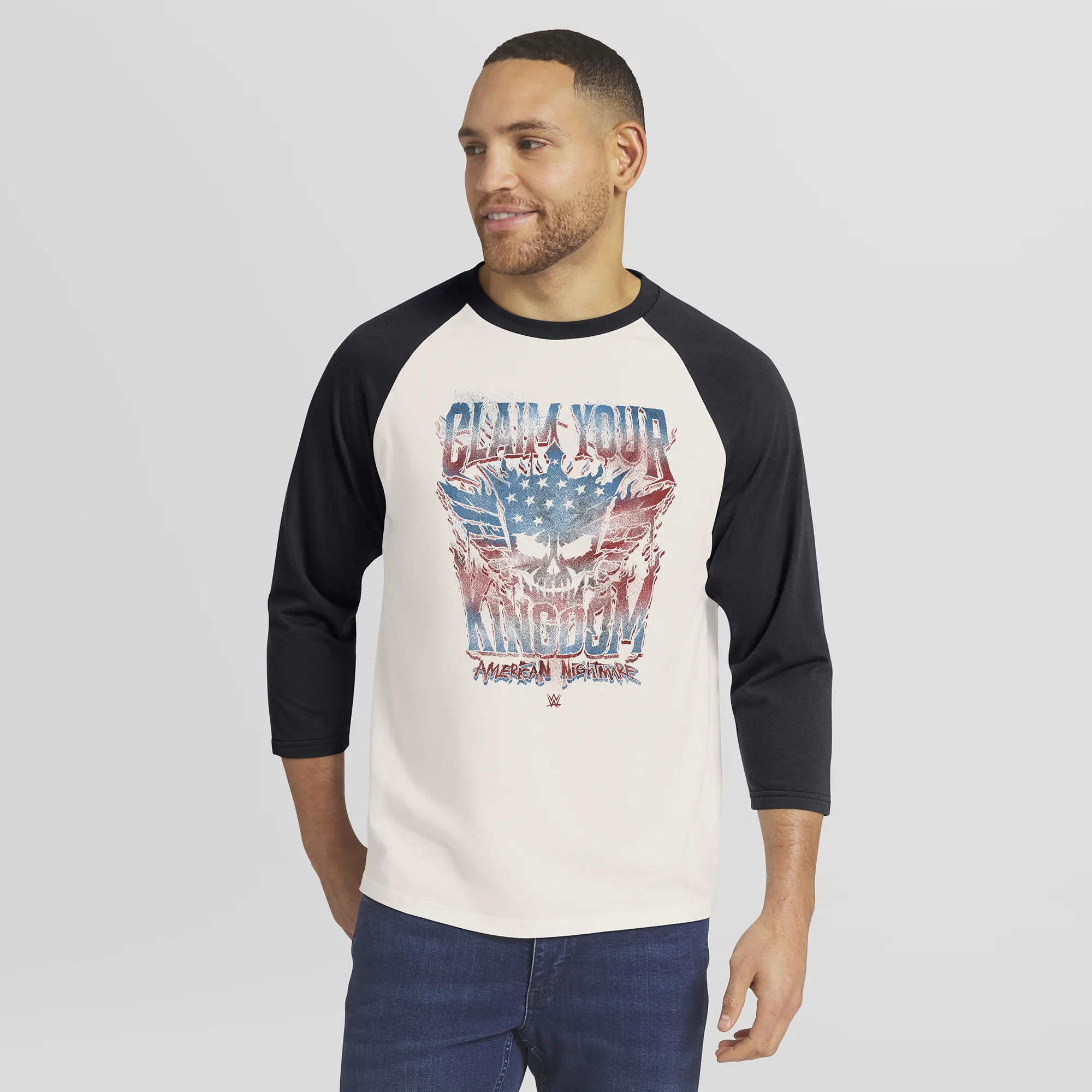 Men's Darius Rucker Collection by Fanatics White/Black Cody Rhodes 3/4 Sleeve Raglan T-Shirt sold by WWE