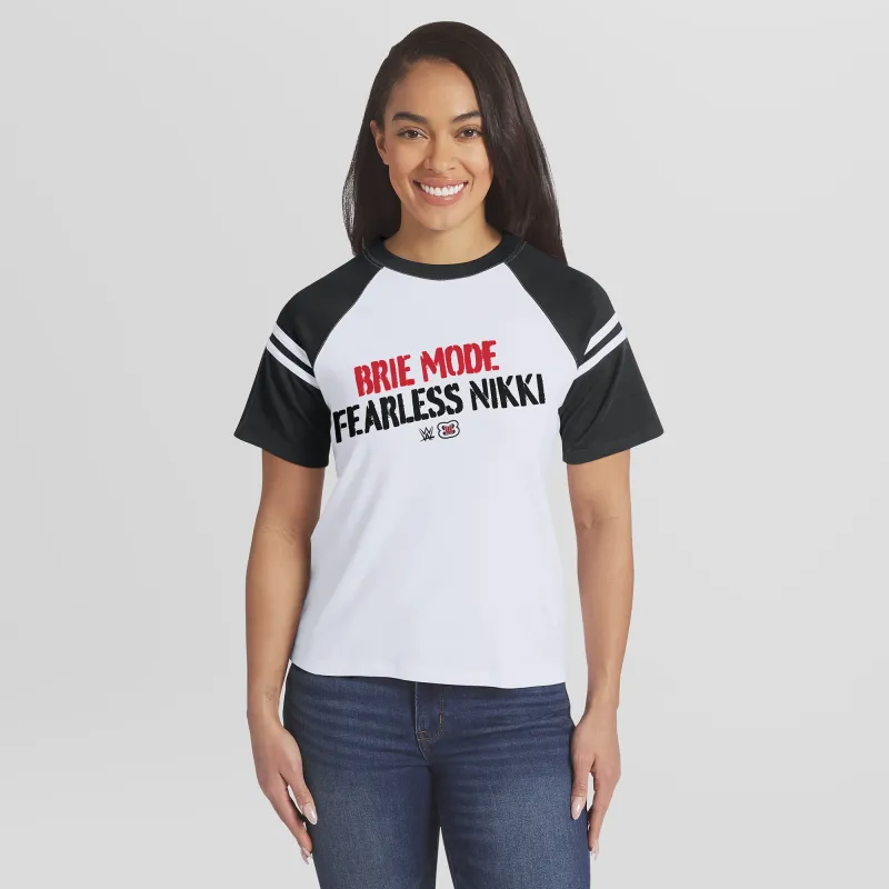 Women's WEAR by Erin Andrews White The Bella Twins Striped Raglan T-Shirt made by WWE
