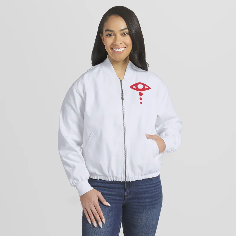 Women's WEAR by Erin Andrews White Liv Morgan Denim Full-Zip Bomber Jacket made by WWE
