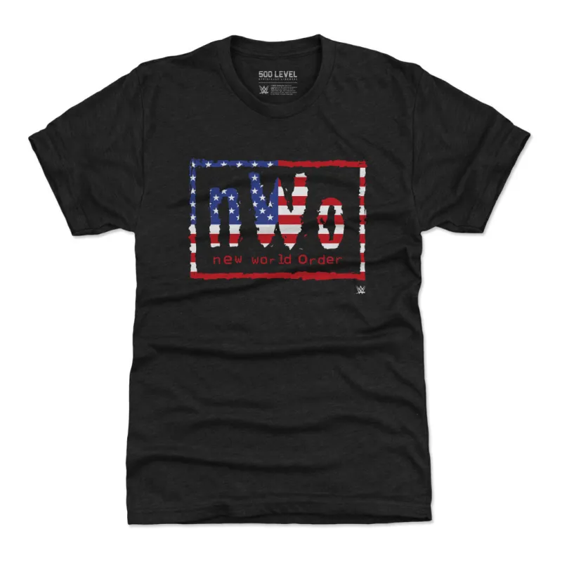 Men's 500 Level  Black nWo American Flag Tri-Blend T-Shirt made by 500 Level