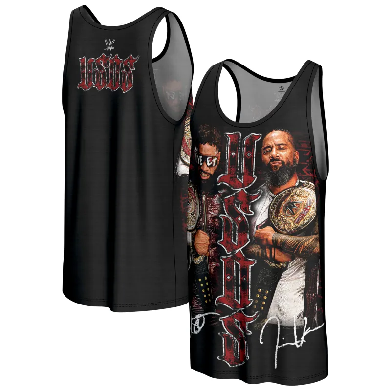 Men's ProSphere Black The Usos Tag Team Champions Tank Top made by WWE