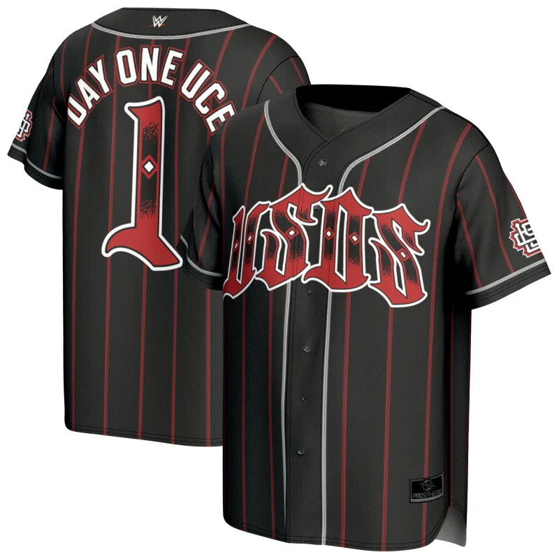 Unisex ProSphere Black The Usos Tag Team Champions Fashion Baseball Jersey made by WWE