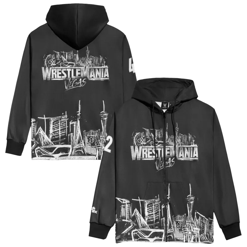Men's Chalk Line Black WrestleMania 42 Vegas Full-Zip Hoodie made by WWE