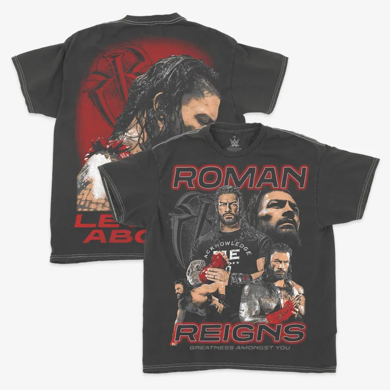 Men's Ripple Junction  Black Roman Reigns Vintage Collage Graphic T-Shirt made by Ripple Junction