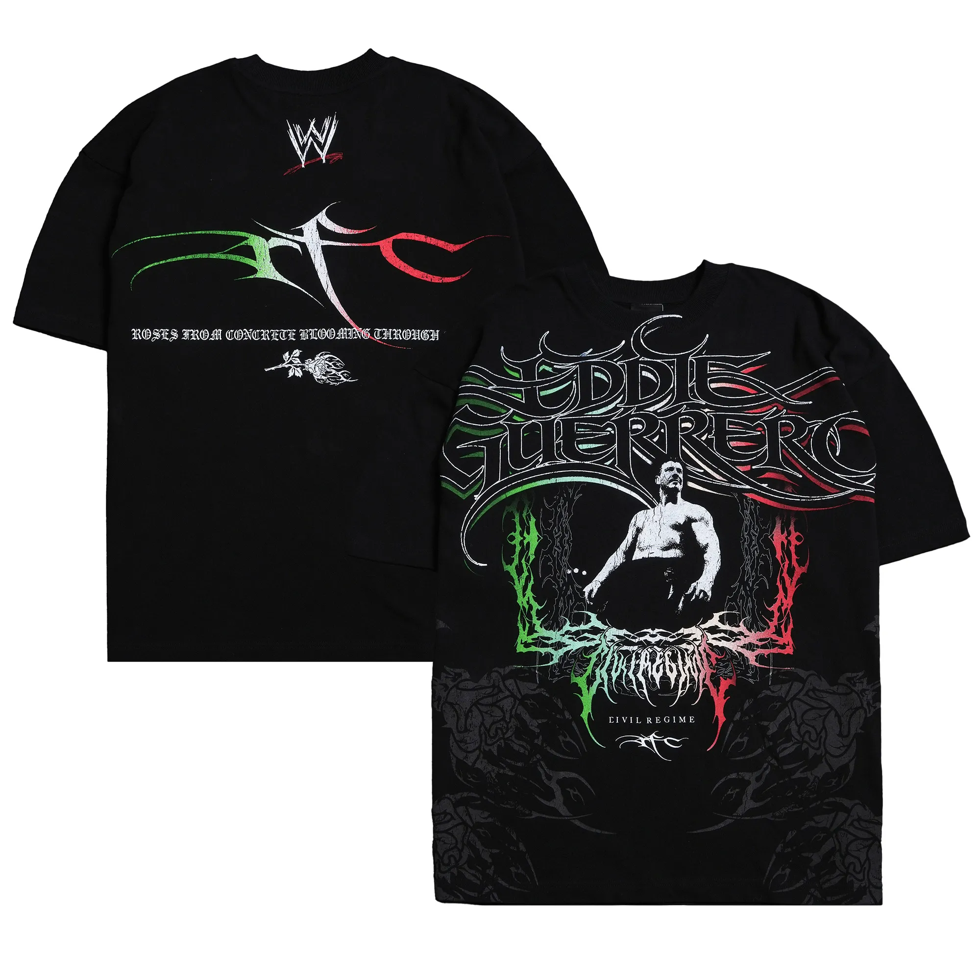 Men's Civil Regime Black Eddie Guerrero Lucha Rose Everyday Boxy T-Shirt sold by WWE