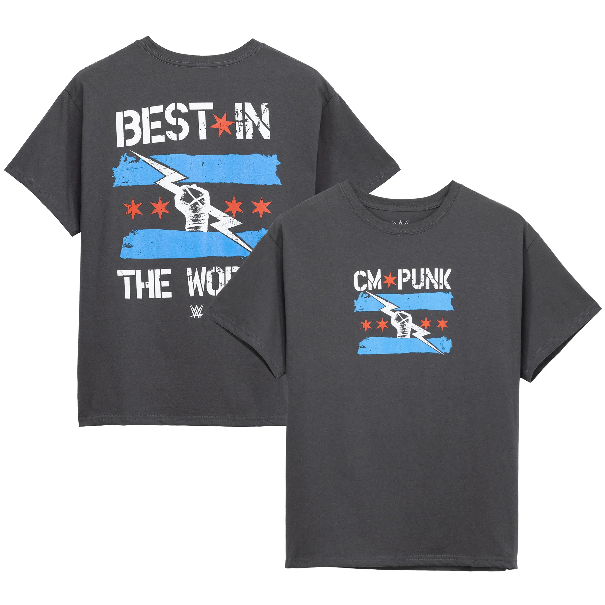 Men's Goodie Two Sleeves Charcoal CM Punk Best in the World Graphic T-Shirt sold by WWE
