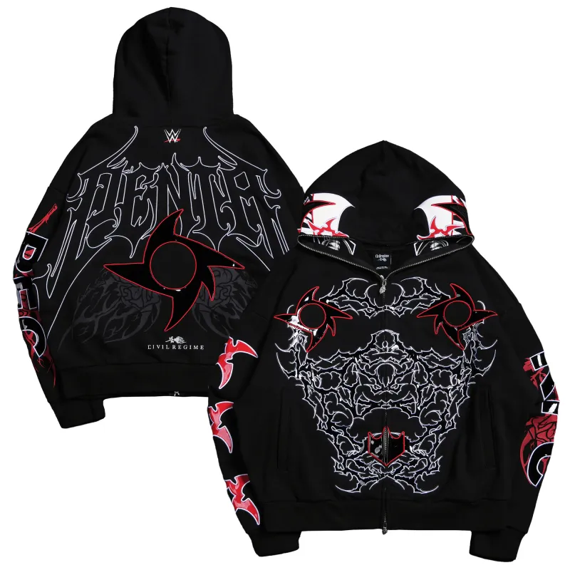 Men's Civil Regime  Black Penta Zero Miedo Full-Zip Hoodie made by WWE