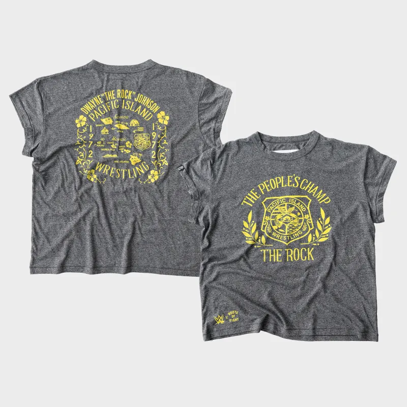 Women's Roots of Fight  Black The Rock People's Champ Tri-Blend T-Shirt made by WWE