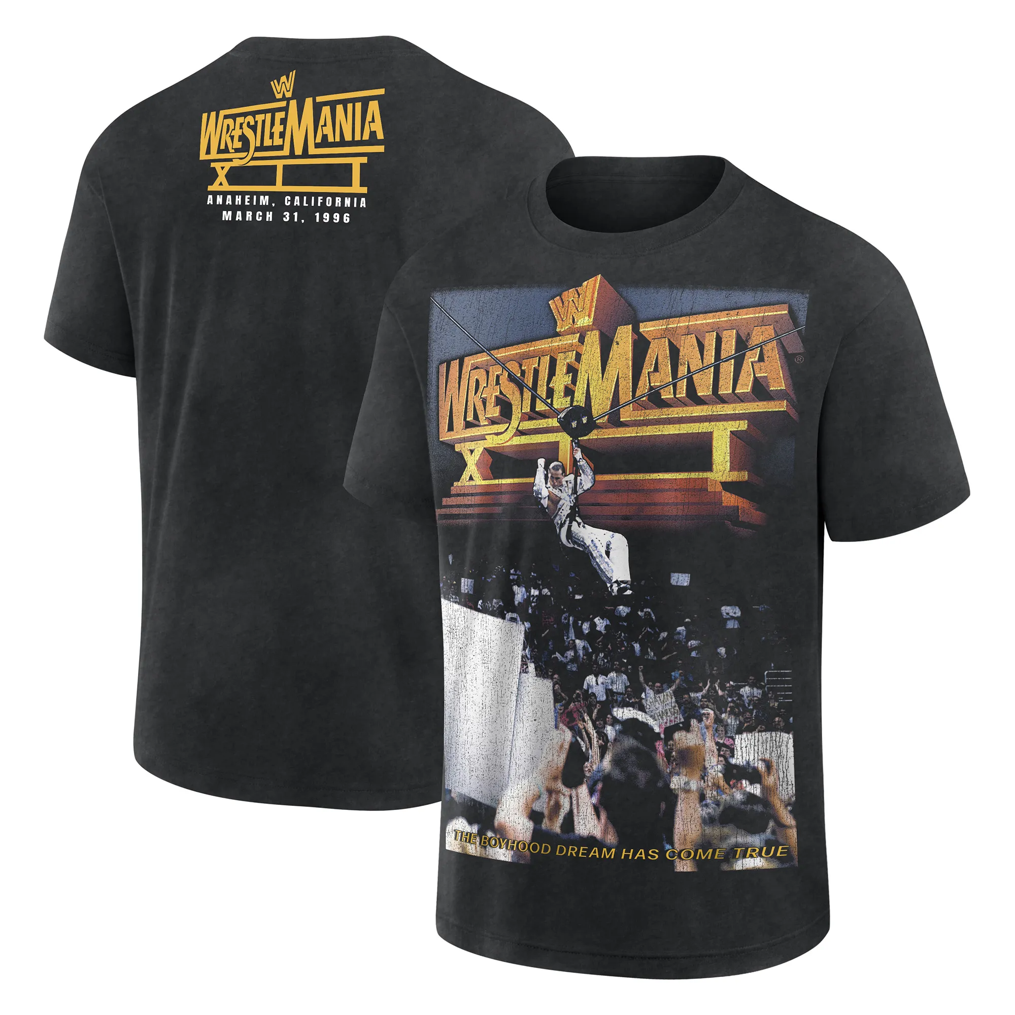 Men's Black Shawn Michaels WrestleMania 12 Entrance Boxy T-Shirt sold by WWE