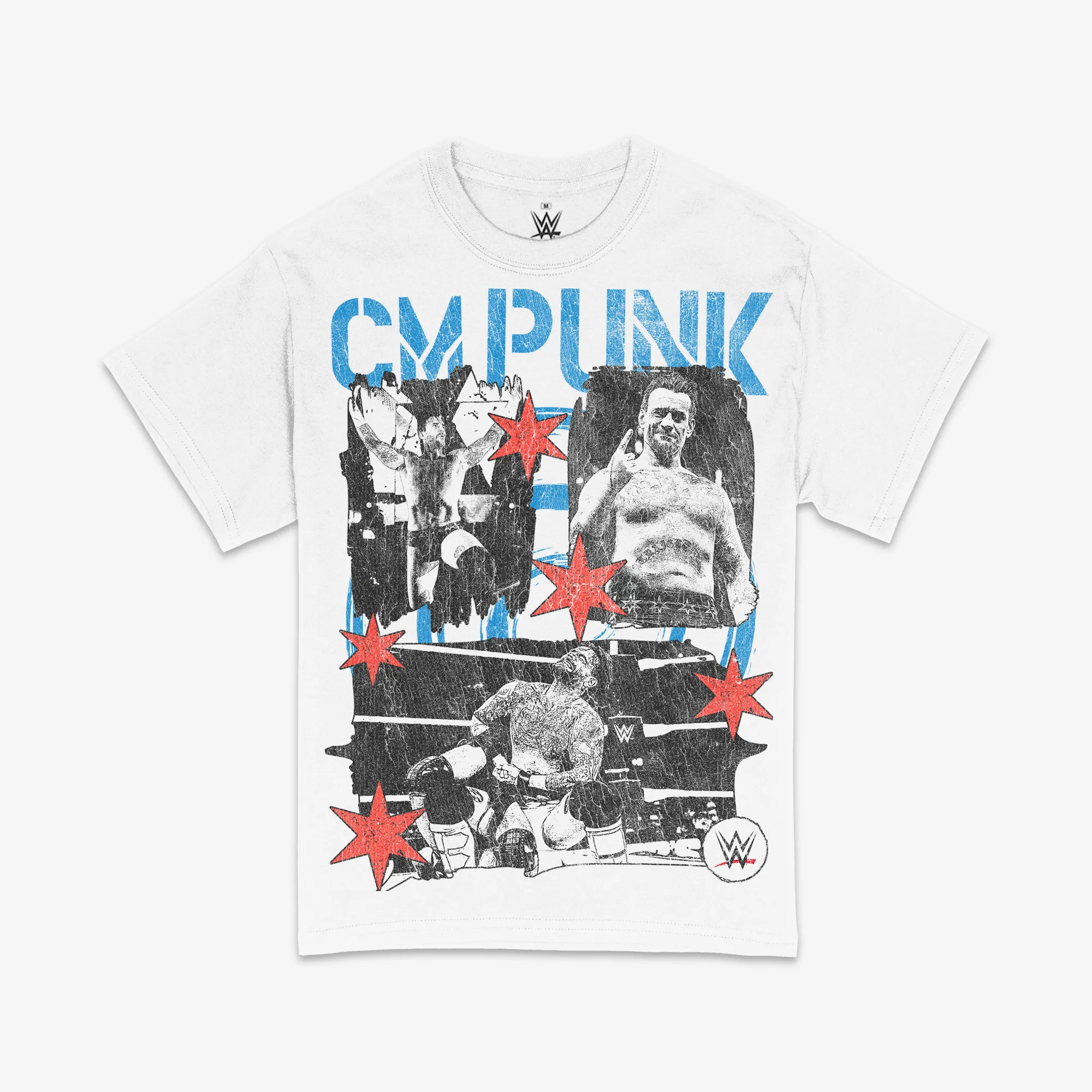 Men's Ripple Junction White CM Punk Grunge Graphic T-Shirt sold by WWE