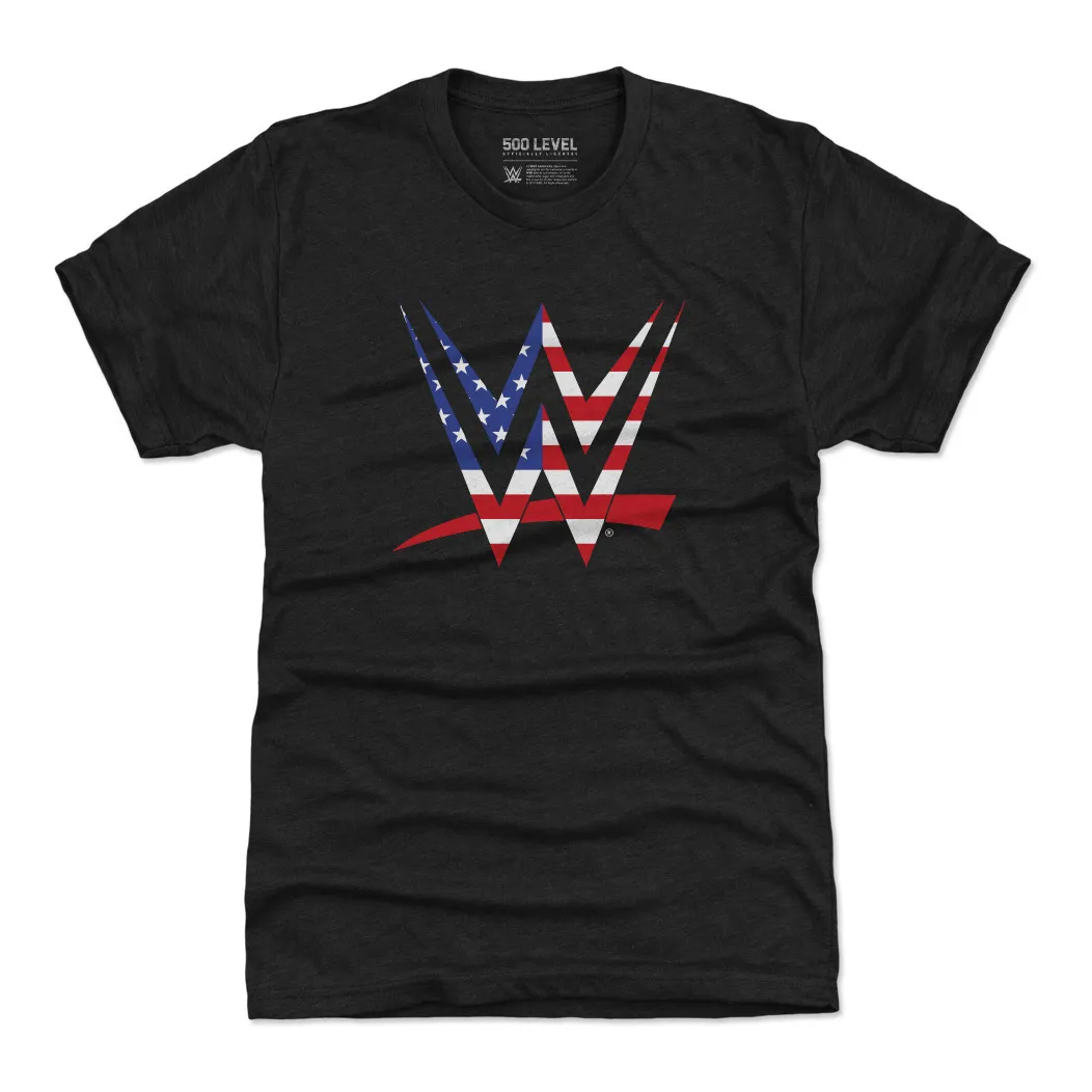 Men's 500 Level WWE Logo American Flag Tri-Blend T-Shirt - Black sold by WWE