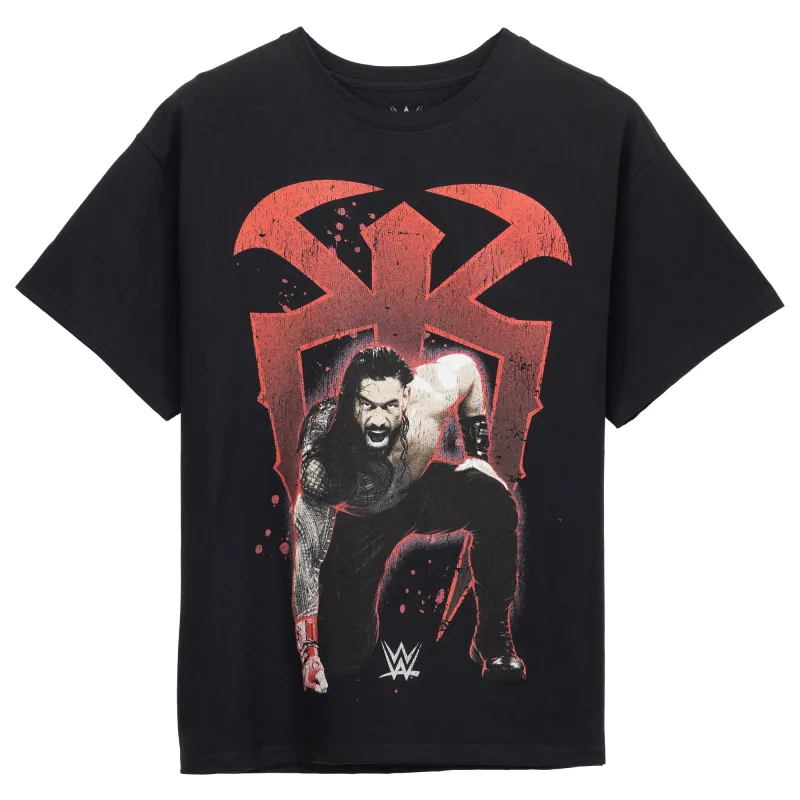 Men's Goodie Two Sleeves  Black Roman Reigns Graphic T-Shirt made by WWE
