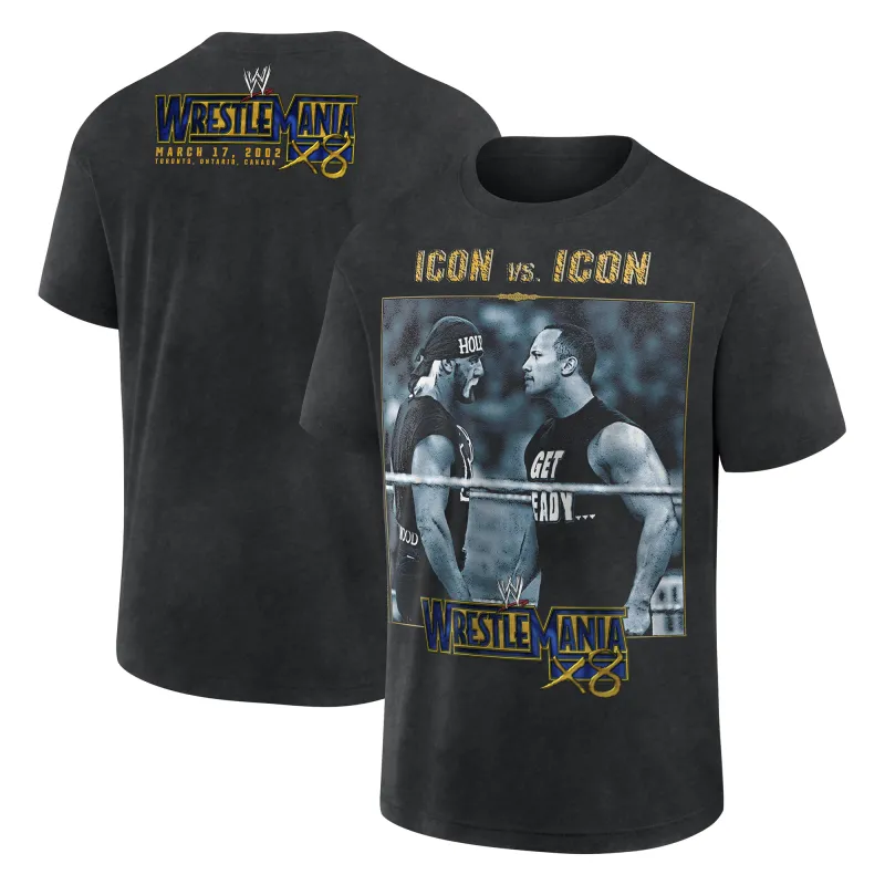 Men's Black WrestleMania X8 Icon vs. Icon Boxy T-Shirt made by WWE