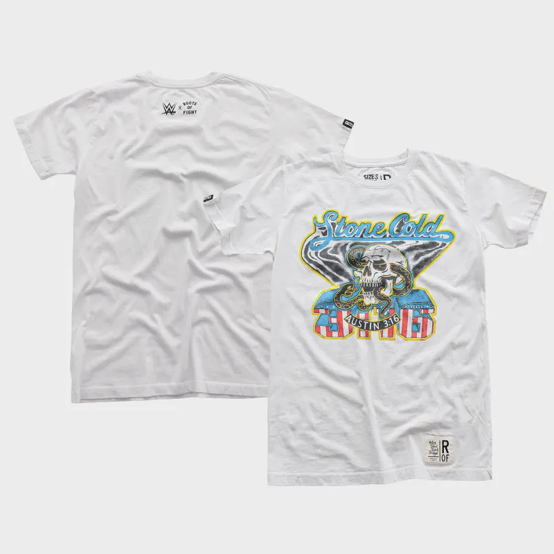 Men's Roots of Fight  White "Stone Cold" Steve Austin Verse T-Shirt made by WWE