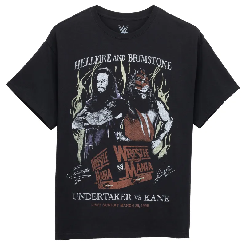 Men's Goodie Two Sleeves Black The Undertaker vs. Kane Graphic T-Shirt made by WWE
