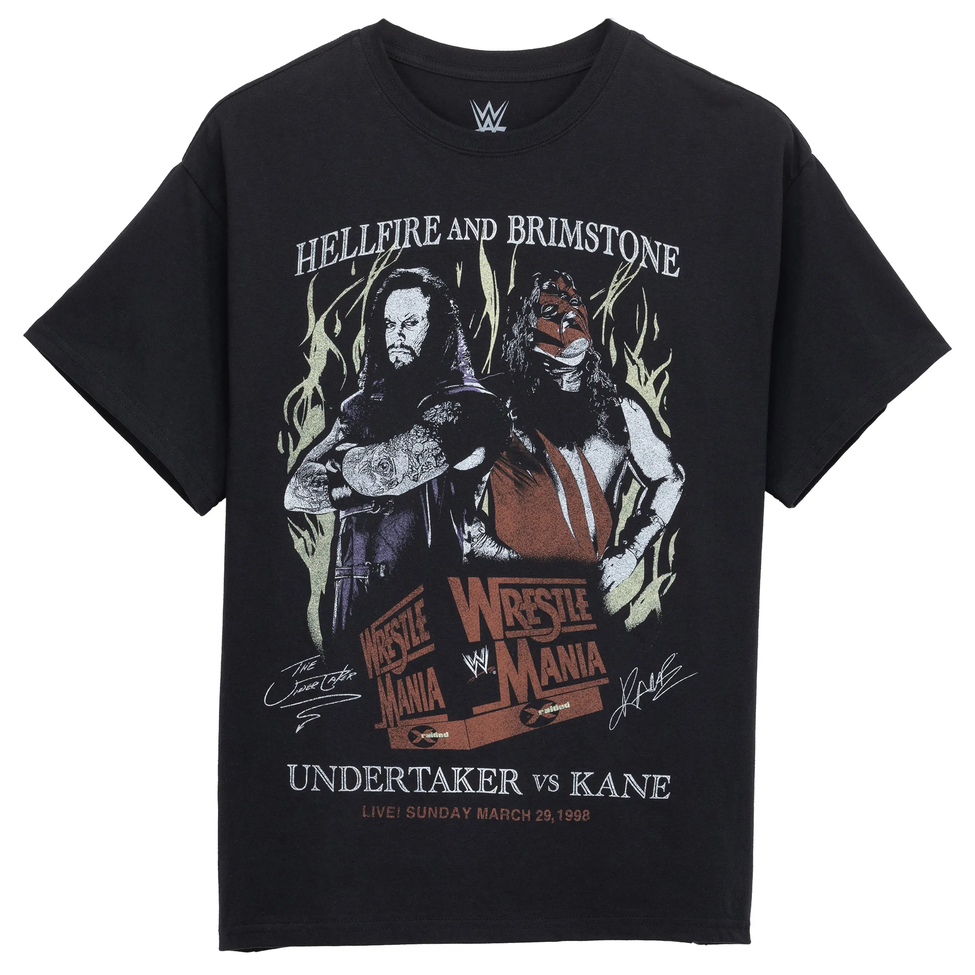 Men's Goodie Two Sleeves Black The Undertaker vs. Kane Graphic T-Shirt sold by WWE