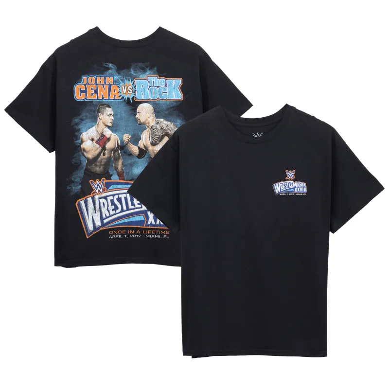 Men's Goodie Two Sleeves  Black The Rock vs. John Cena Graphic T-Shirt made by WWE