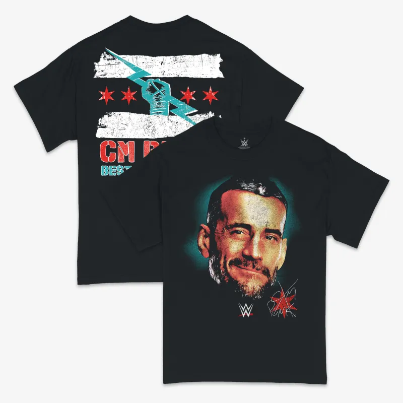 Men's Ripple Junction  Black CM Punk Portrait Graphic T-Shirt made by Ripple Junction