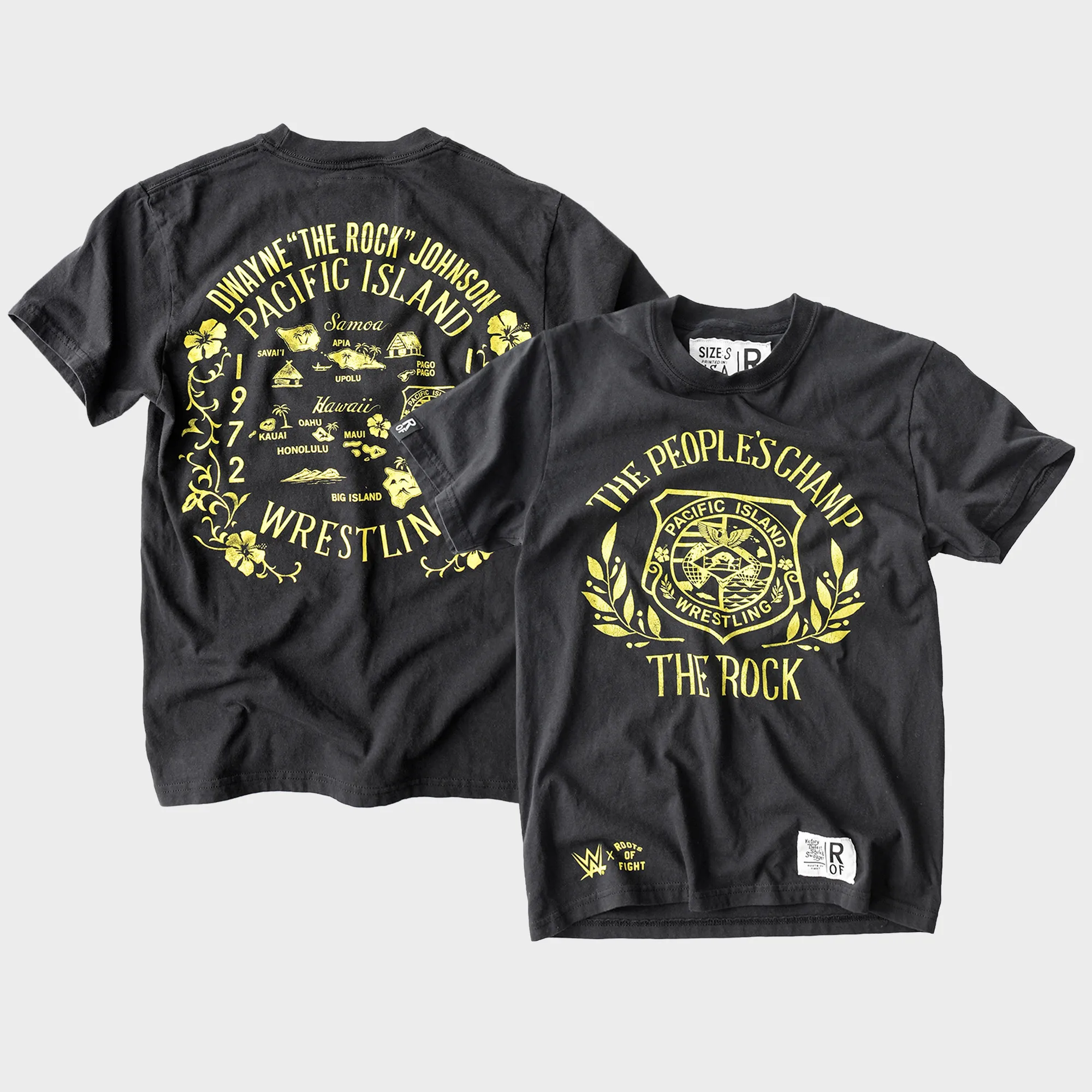 Men's Roots of Fight Black The Rock People's Champ Black Midweight T-Shirt sold by WWE