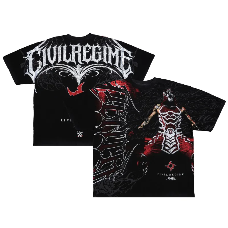 Men's Civil Regime  Black Penta Power Rage Boxy T-shirt made by WWE