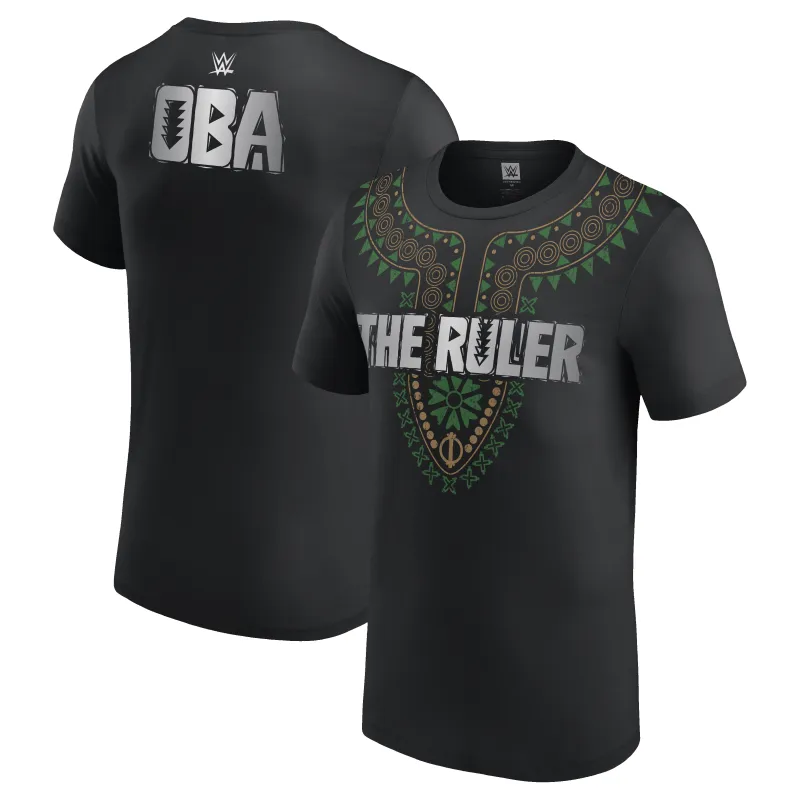 Men's Black Oba Femi Daishiki Print T-Shirt made by WWE