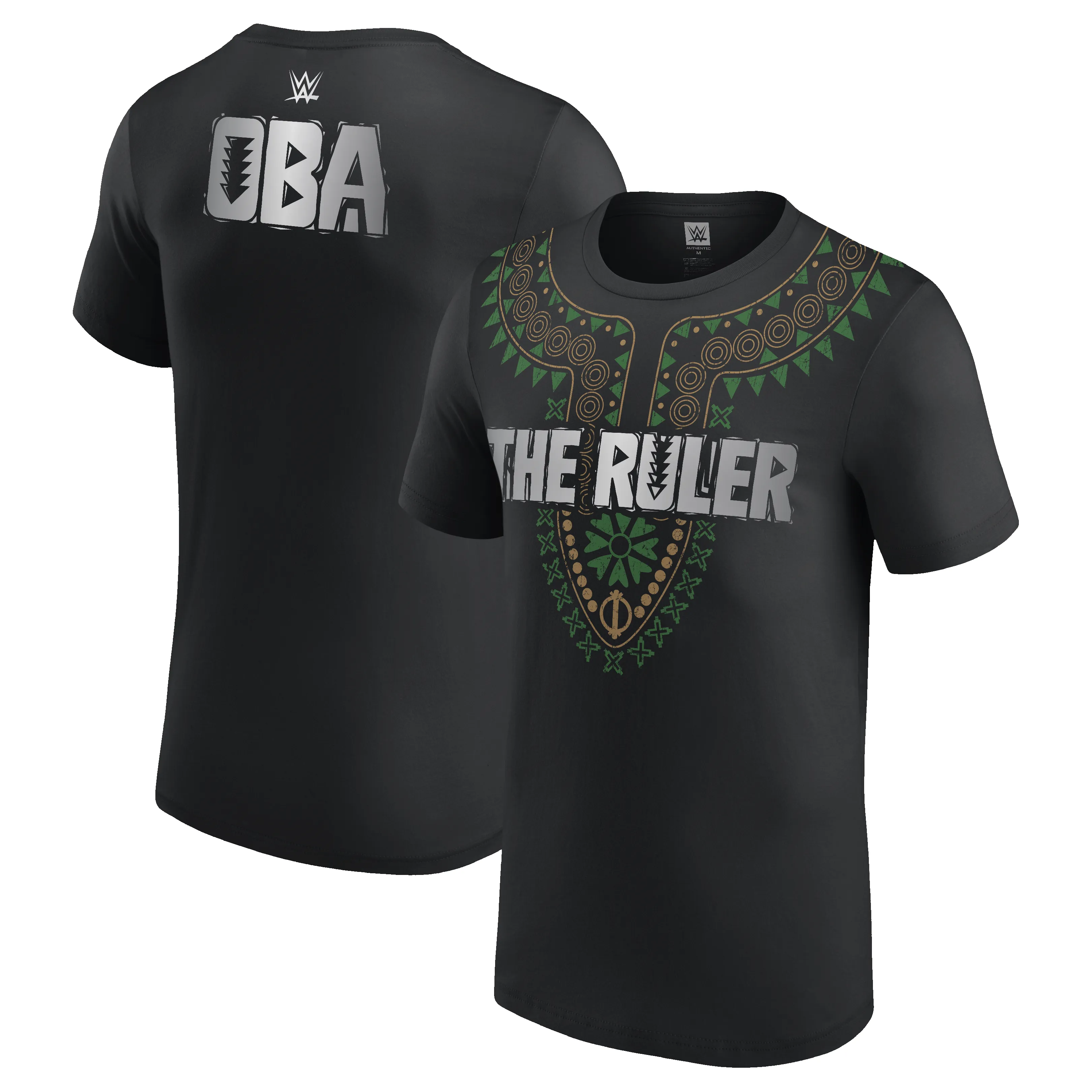 Men's Black Oba Femi Daishiki Print T-Shirt sold by WWE