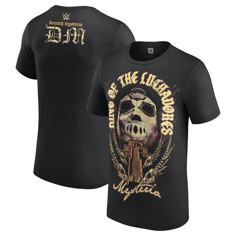 Men's Black Dominik Mysterio King of The Luchadores T-Shirt made by WWE