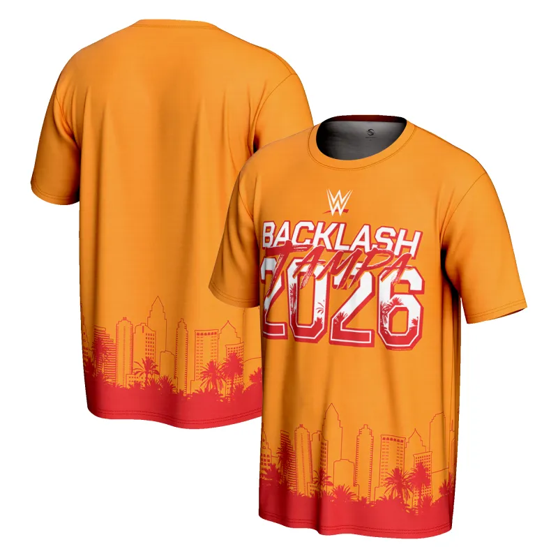 Men's ProSphere Orange Backlash 2026 T-Shirt made by WWE